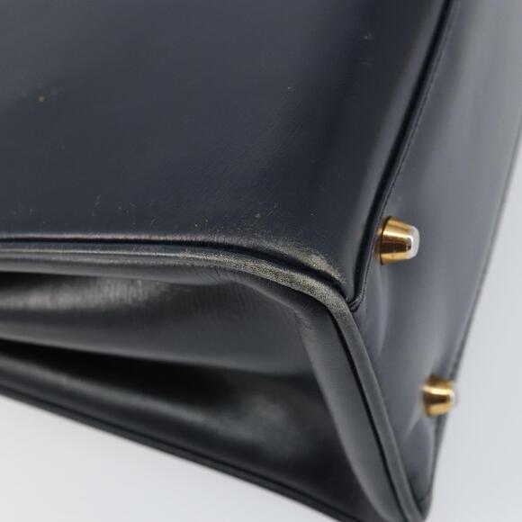 GUCCI Hand Bag Leather Navy Gold Auth 156872 - Picture 16 of 16